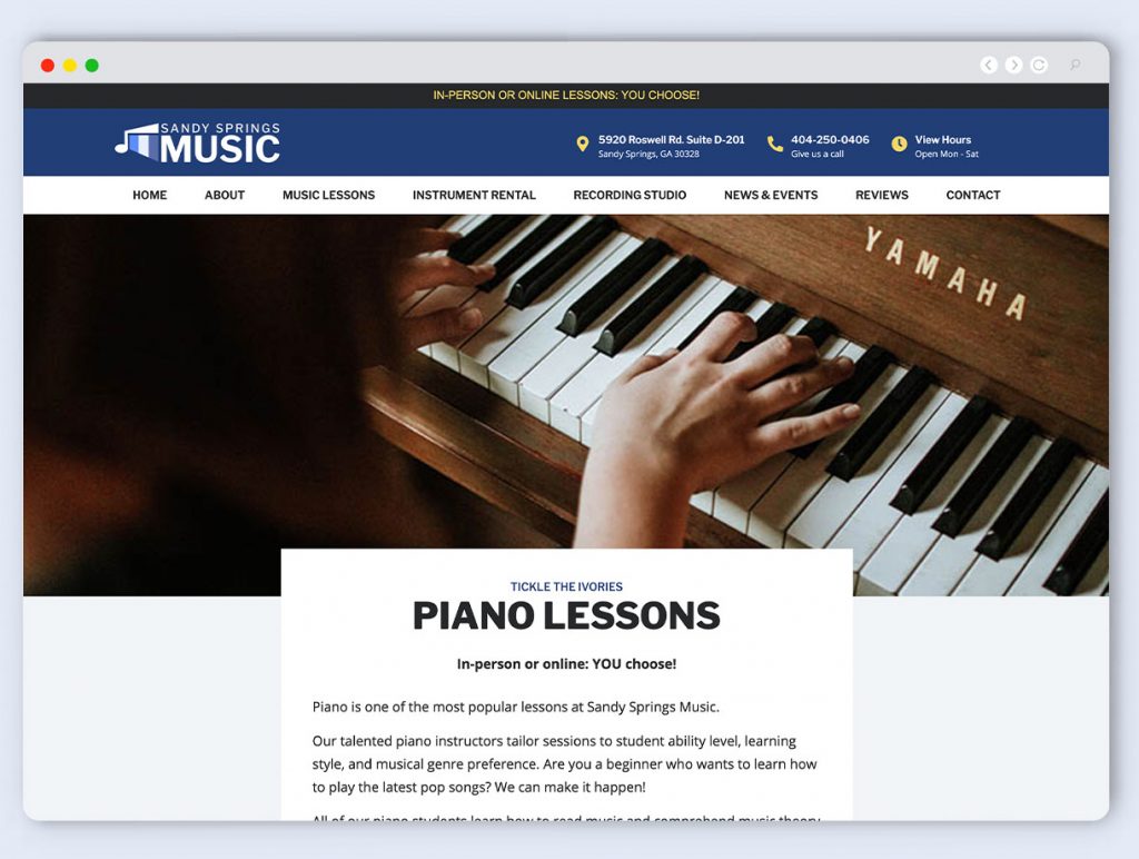 Music Store Web Design